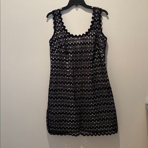 Lilly Pulitzer blue and White Dress strapless w gold back zipper